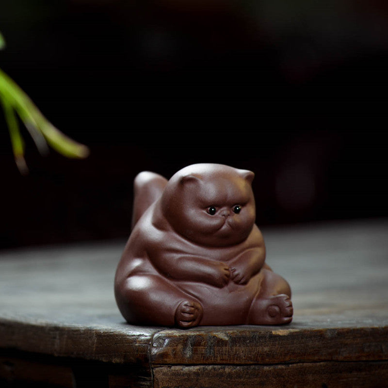 Purple Clay Fat Cat Tea Pet