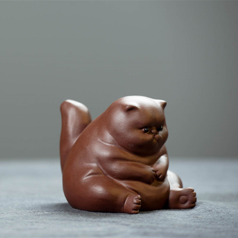 Purple Clay Fat Cat Tea Pet